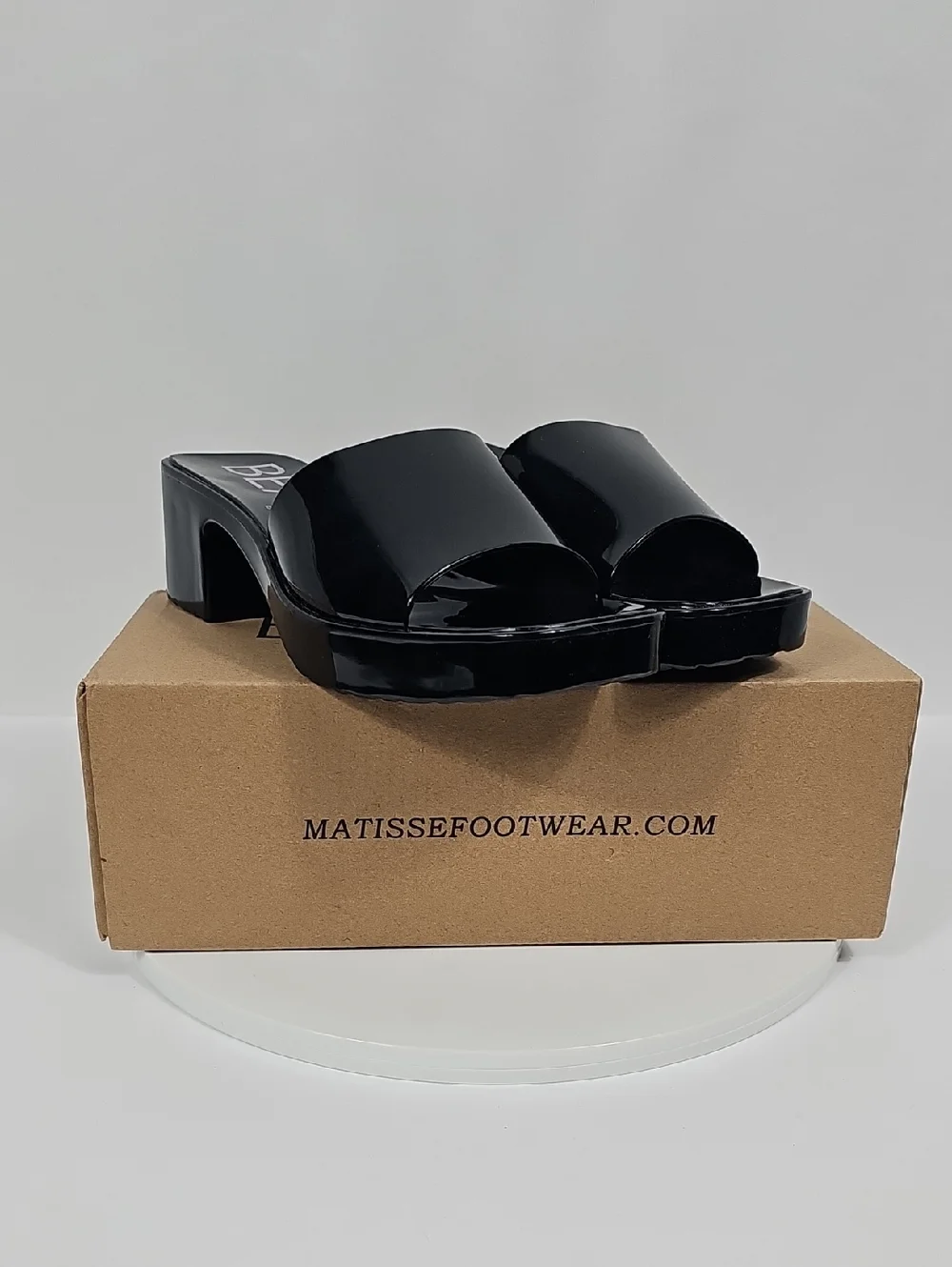 NIB Beach By Matisse Wade Platform Slide Sandals Block Heel Square Toe Black 7